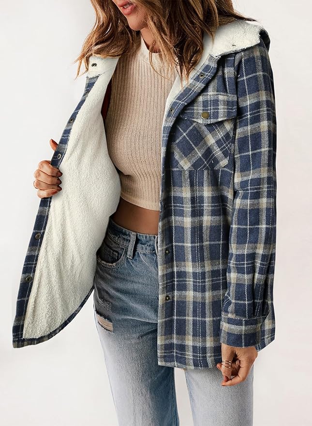 Elvessa Geruite Flanel Jas