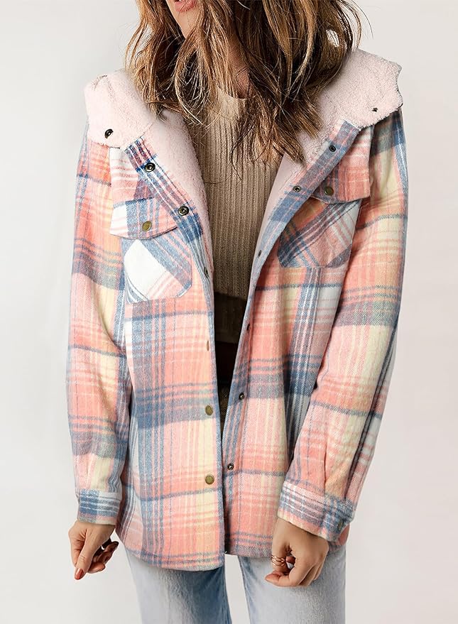 Elvessa Geruite Flanel Jas