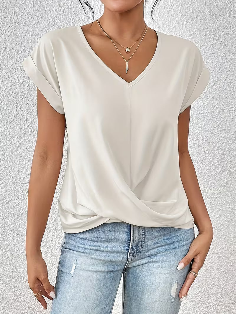 Elegante Top Met V Hals En Gedraaid Detail Voor Dames