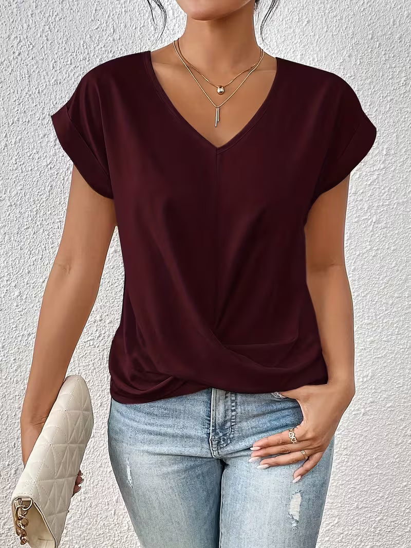 Elegante Top Met V Hals En Gedraaid Detail Voor Dames