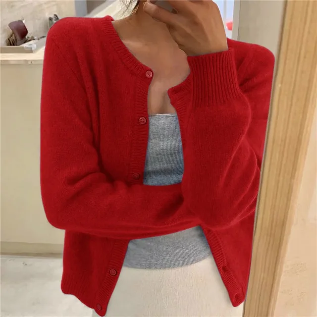 Delphina | Zachte Knopen-Voorkant Cardigan