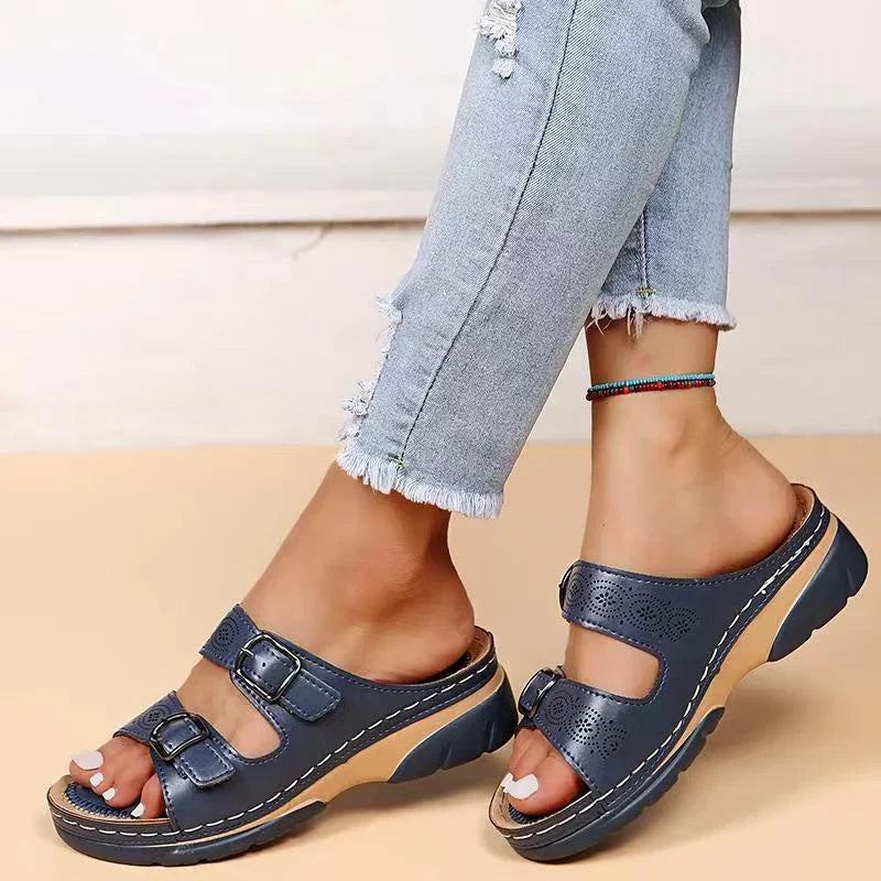 Orthopedische Sandalen Met Platformzool En Dubbele Gesp Voor Dames