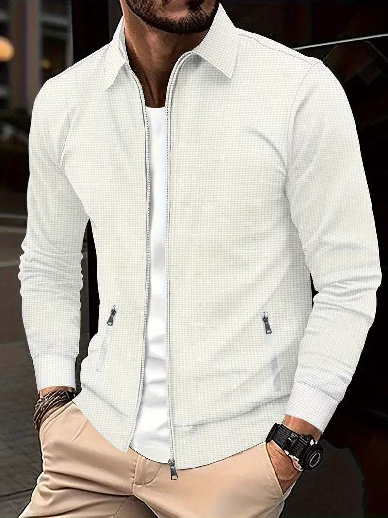 Heren Overshirt - Casual Chic - Textuur, Opstaande Kraag - Perfect voor Dagelijkse Gebruik