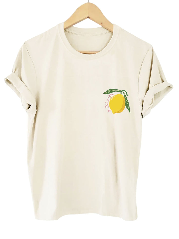 Comfortabele T-shirt voor Vrouwen Met Citroen Illustratie En Backprint