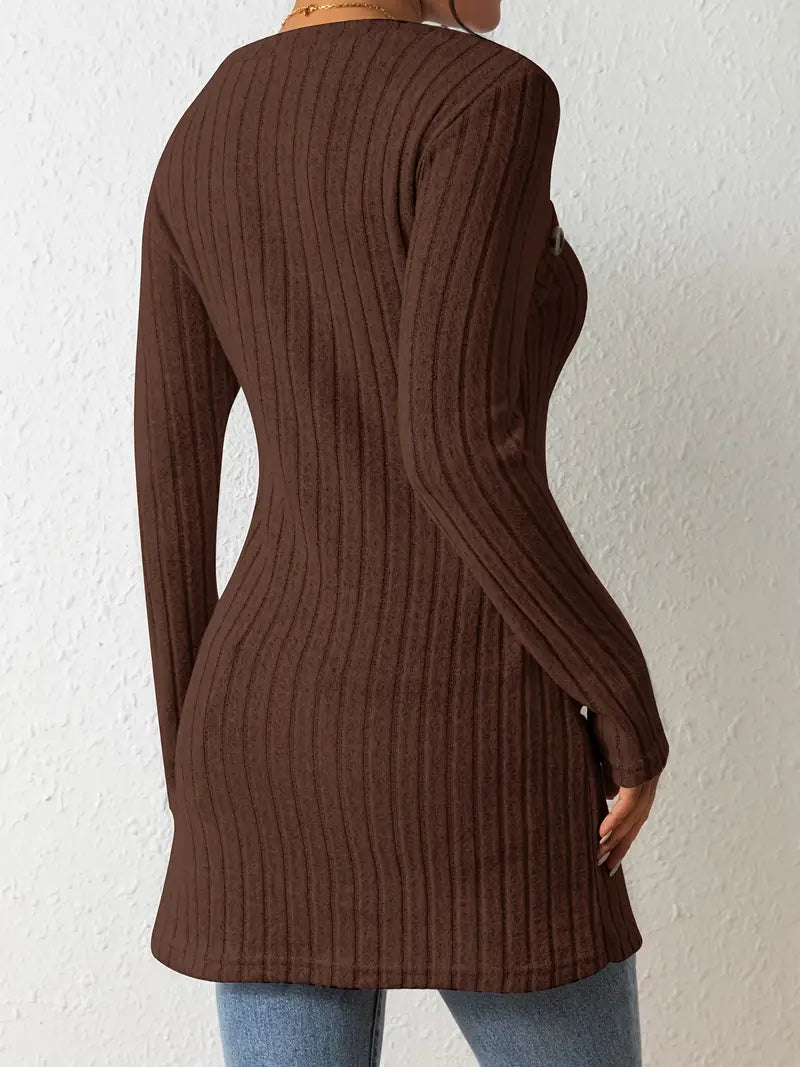 Julia - Trendy Geribbelde Asymmetrische Top