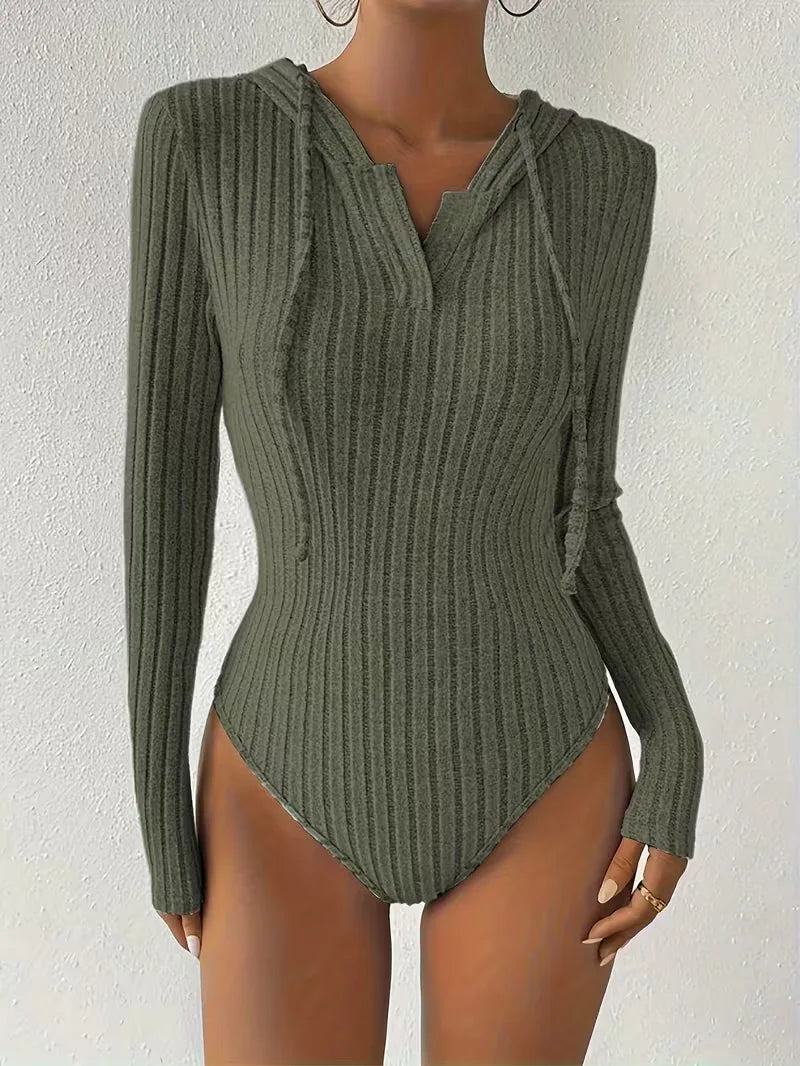 Bodysuit met capuchon en lange mouwen