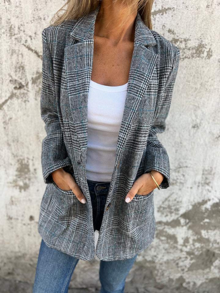Vittoria - Casual Ruit Blazer Met Revers