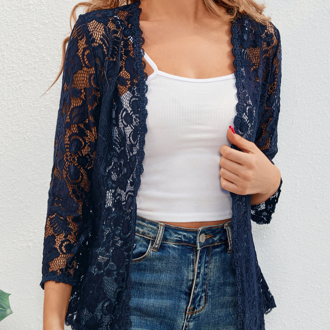Cassandra | Bloemig Opengewerkt Cardigan