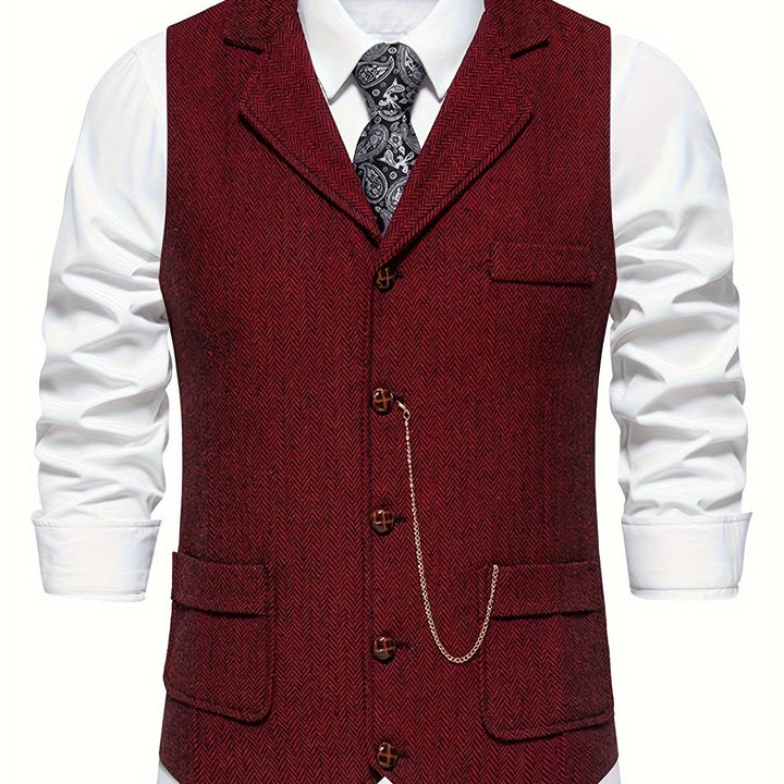 Edmund | Haringbone Effen Vest