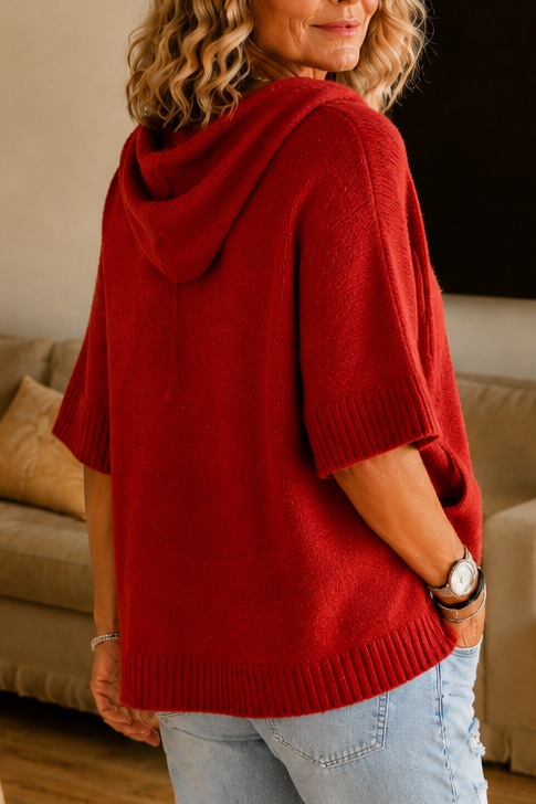 Loungel – Versleten Open-Knit Trekkoord Hoodie