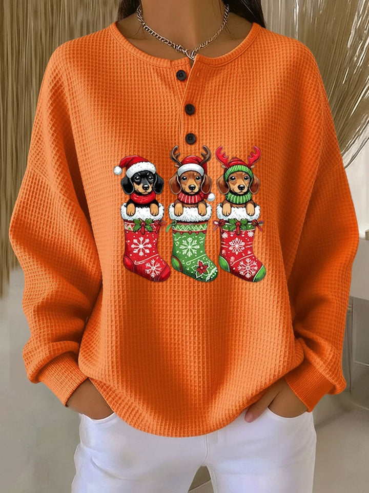 Grethe | Vintage Kersttrui met Hondmotief