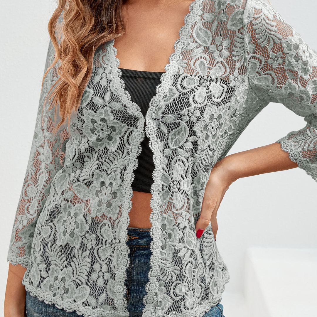 Cassandra | Bloemig Opengewerkt Cardigan