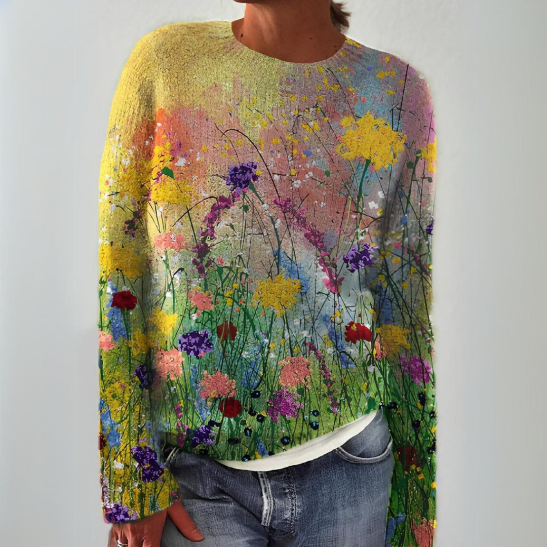 JADE | KNUSSE PULLOVER MET FLORAAL KUNST