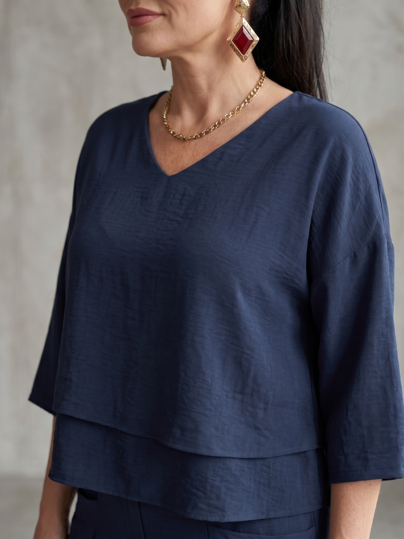 Anouk - Stijlvolle Linnen Co-ord Set Dames met Gelaagde Top en Palazzo Broek