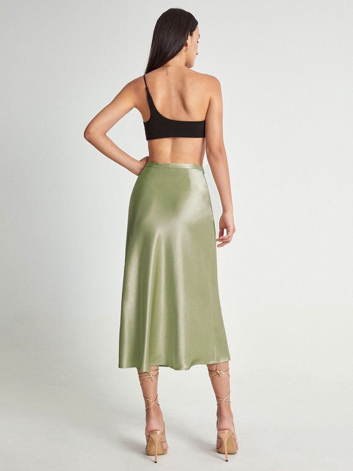 Emma - Satijnen Midi-Rok Elegante Hoge Taille