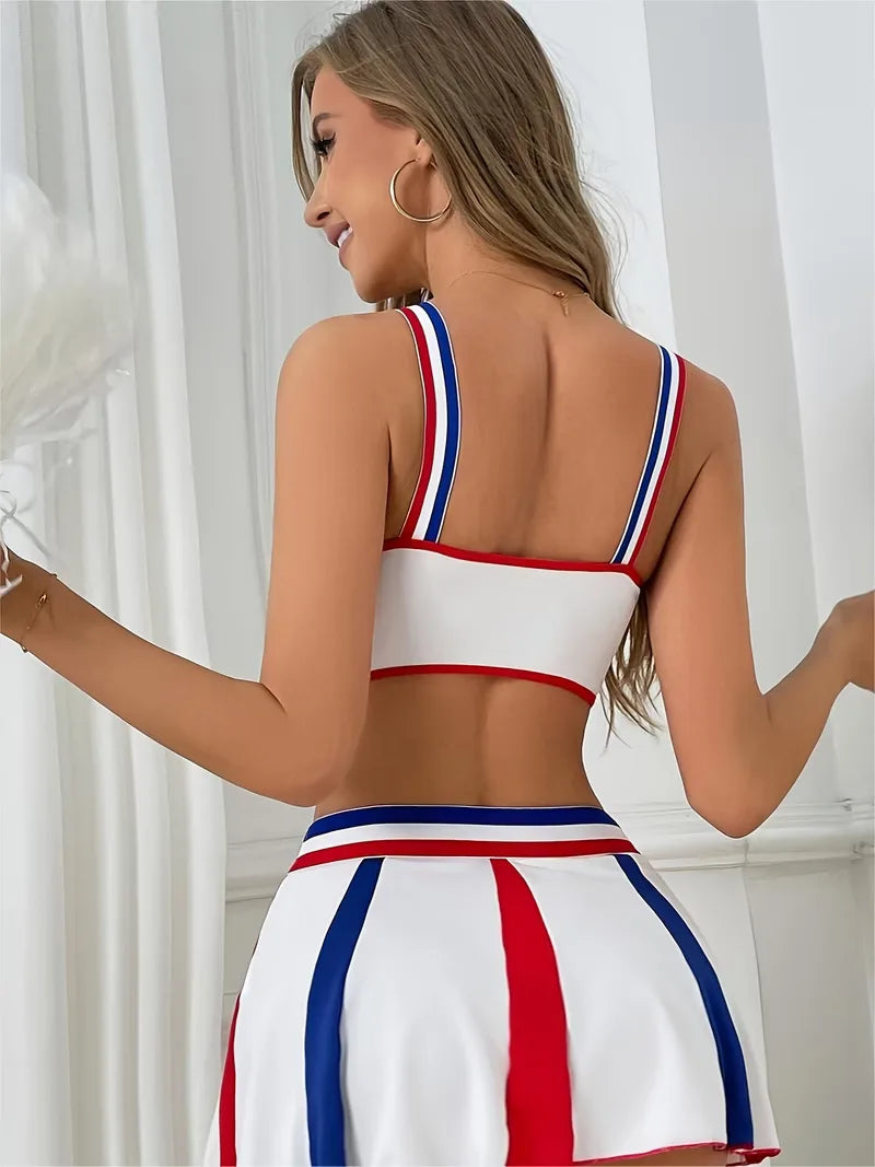 Cheerleader uniform met sportieve top en korte rok