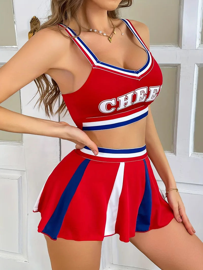Cheerleader uniform met sportieve top en korte rok