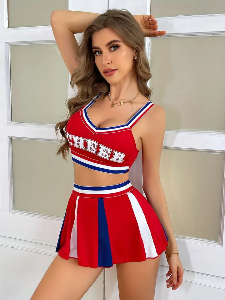 Cheerleader uniform met sportieve top en korte rok