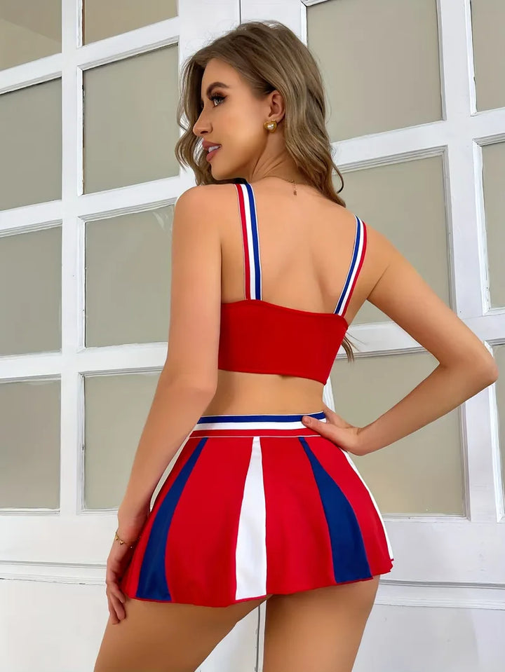 Cheerleader uniform met sportieve top en korte rok