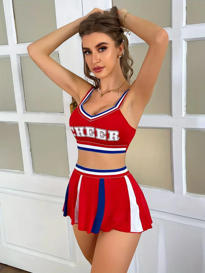 Cheerleader uniform met sportieve top en korte rok