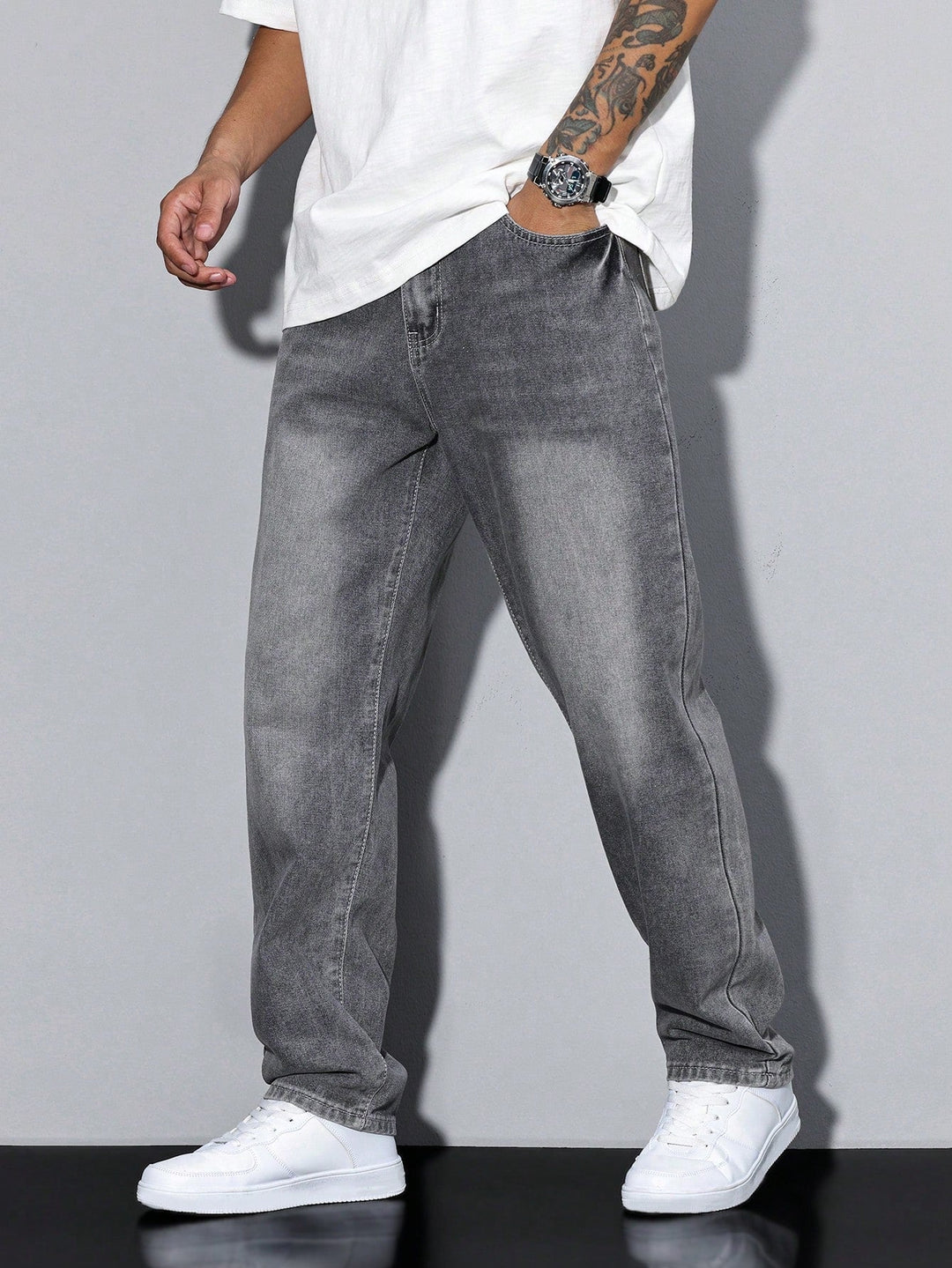 Baggy Jeans | Wijde Spijkerbroek met Washed Look