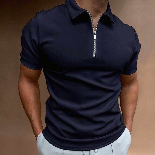 Bas - Casual Heren Polo met Ritskraag en Korte Mouwen