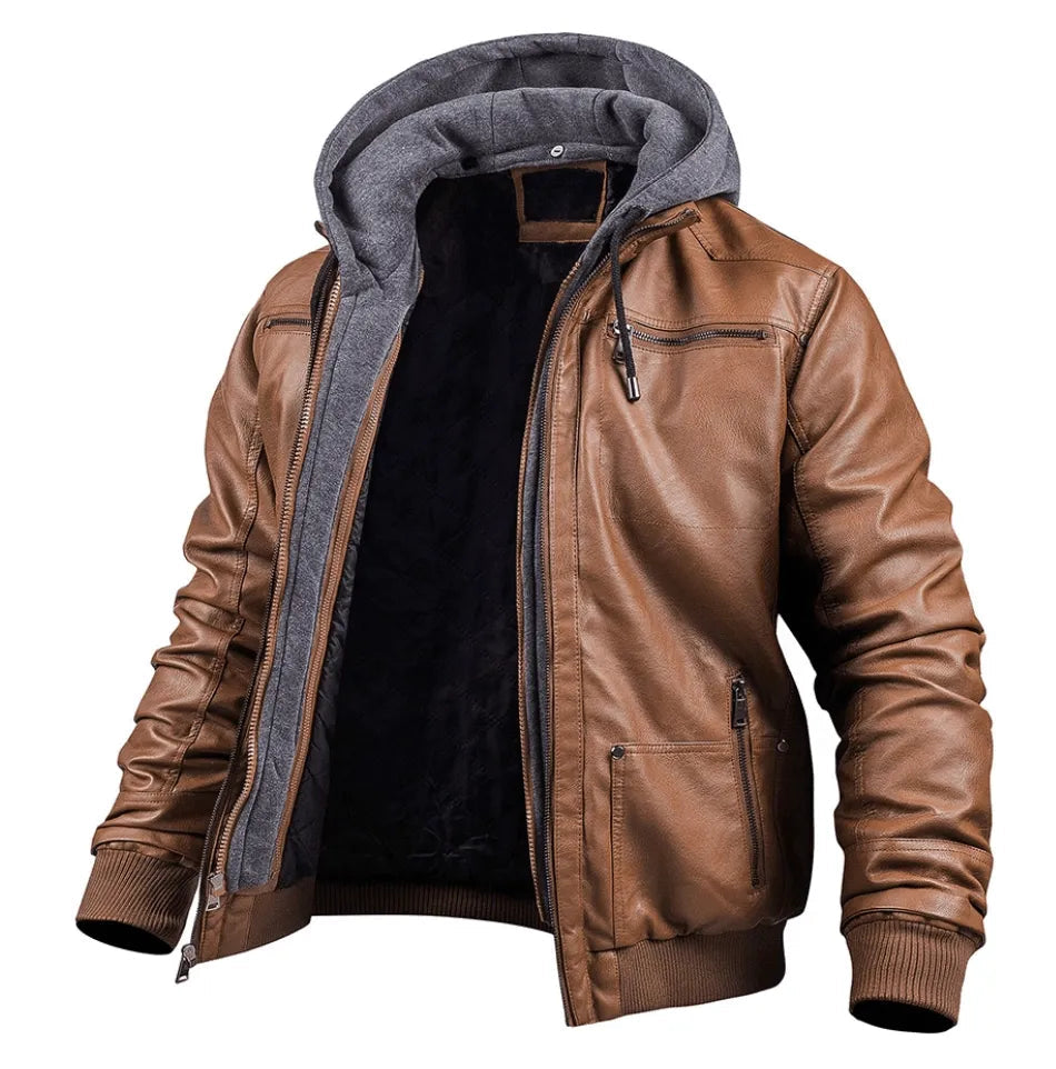 Heren Leren Jas - Premium - Met Capuchon - Perfect voor Herfst en Winter