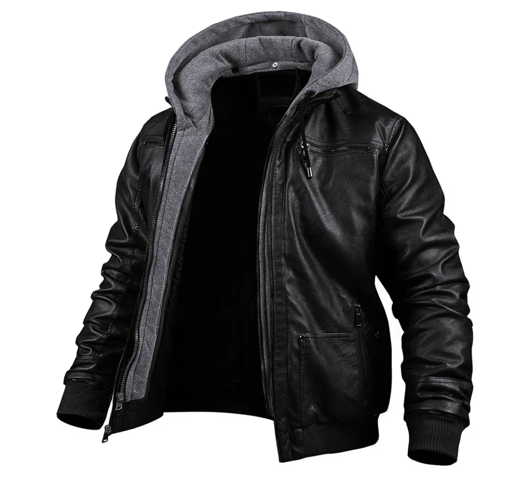 Heren Leren Jas - Premium - Met Capuchon - Perfect voor Herfst en Winter