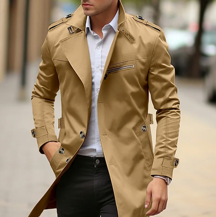 Heren Dubbelgeknoopte Lange Casual Trenchcoat