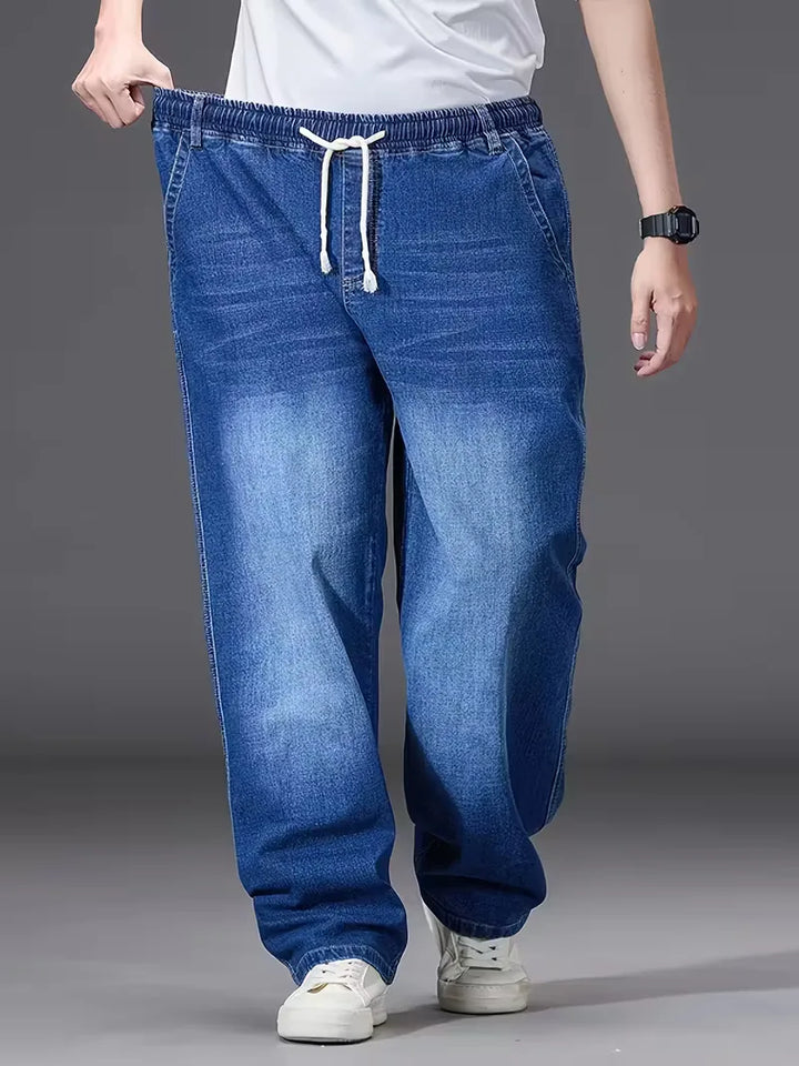 Broek met elastiek voor heren, los fit denim