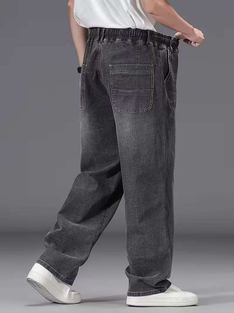 Broek met elastiek voor heren, los fit denim