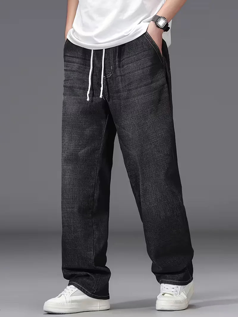 Broek met elastiek voor heren, los fit denim