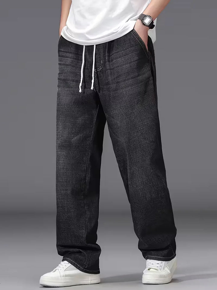 Broek met elastiek voor heren, los fit denim
