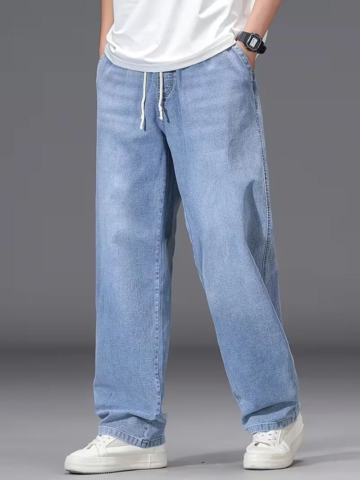 Broek met elastiek voor heren, los fit denim