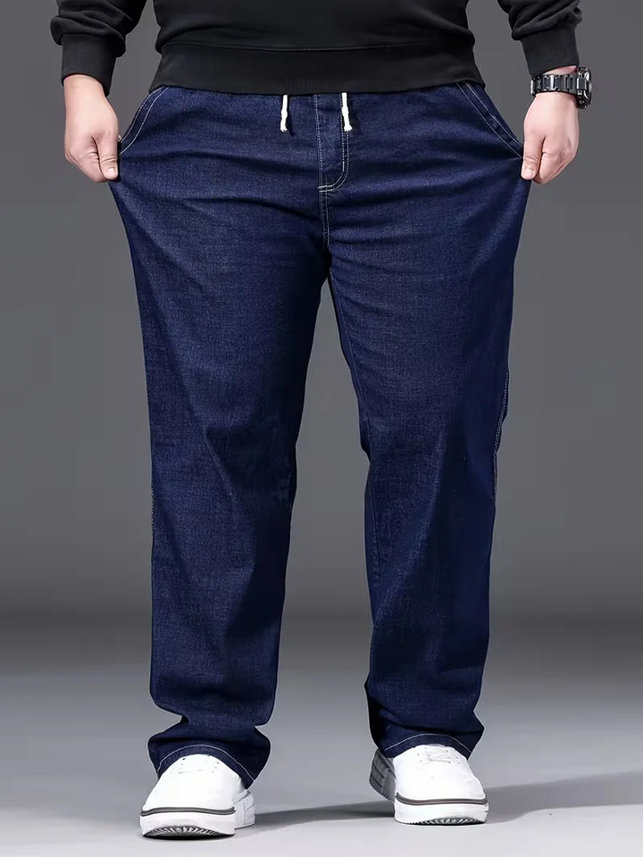 Broek met elastiek voor heren, los fit denim