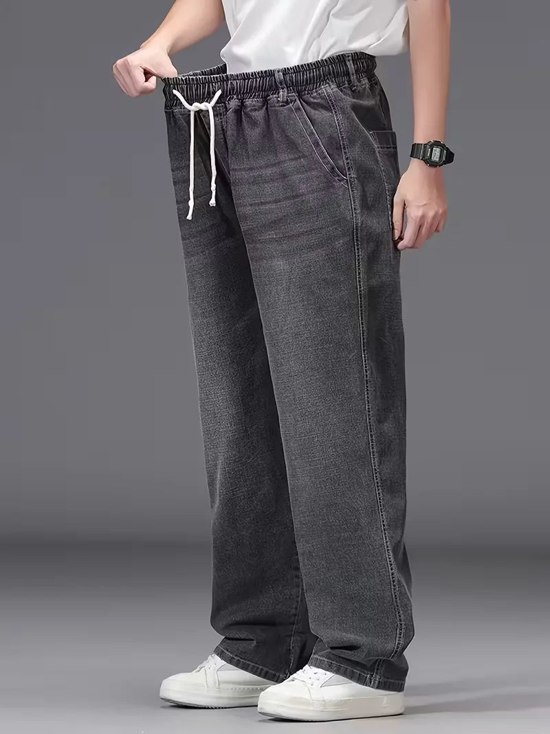 Broek met elastiek voor heren, los fit denim