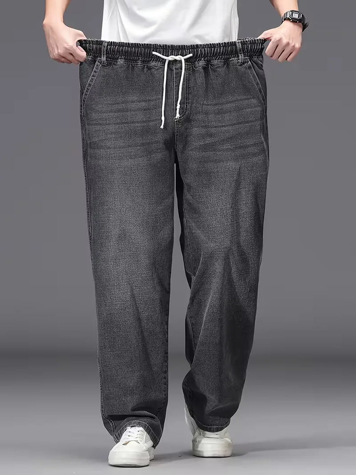 Broek met elastiek voor heren, los fit denim