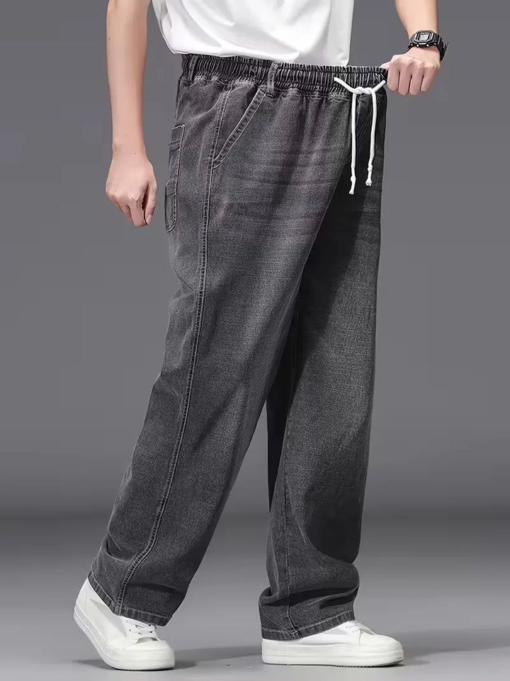 Broek met elastiek voor heren, los fit denim