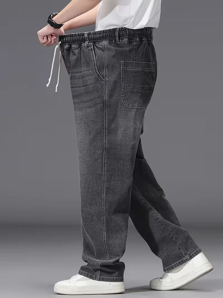Broek met elastiek voor heren, los fit denim