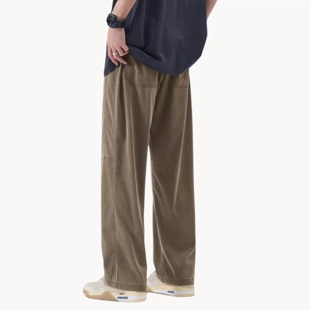 Herenbroek met rechte pasvorm en elastische taille