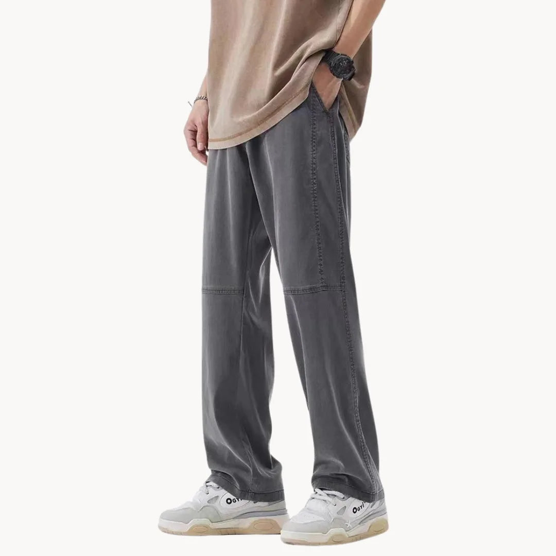 Herenbroek met rechte pasvorm en elastische taille