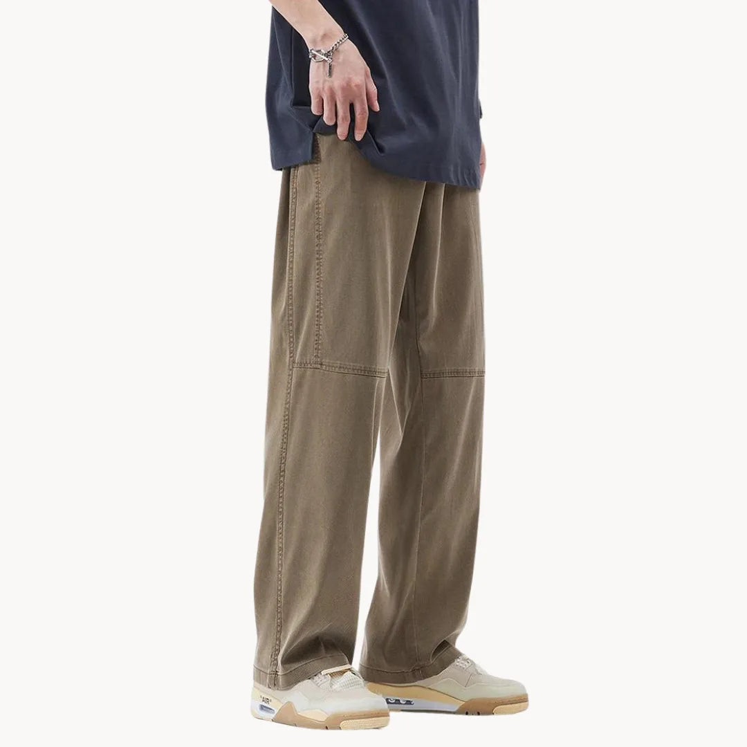 Herenbroek met rechte pasvorm en elastische taille