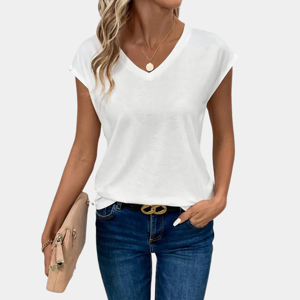 Wite Comfortabel V Hals T Shirt Voor Dames Met Relaxte Pasvorm