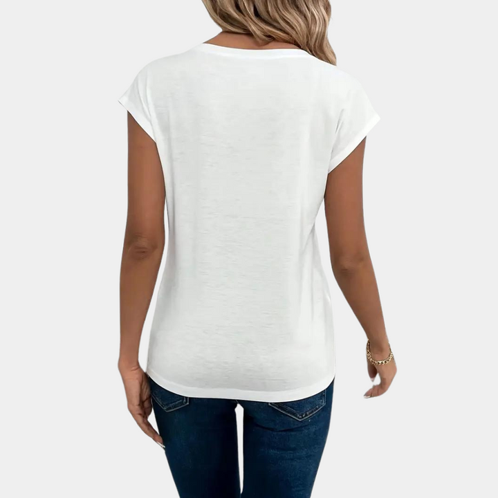 Wite Comfortabel V Hals T Shirt Voor Dames Met Relaxte Pasvorm