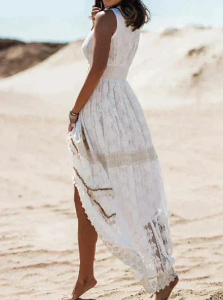 Dames boho maxi jurk met kant en zomer festival look