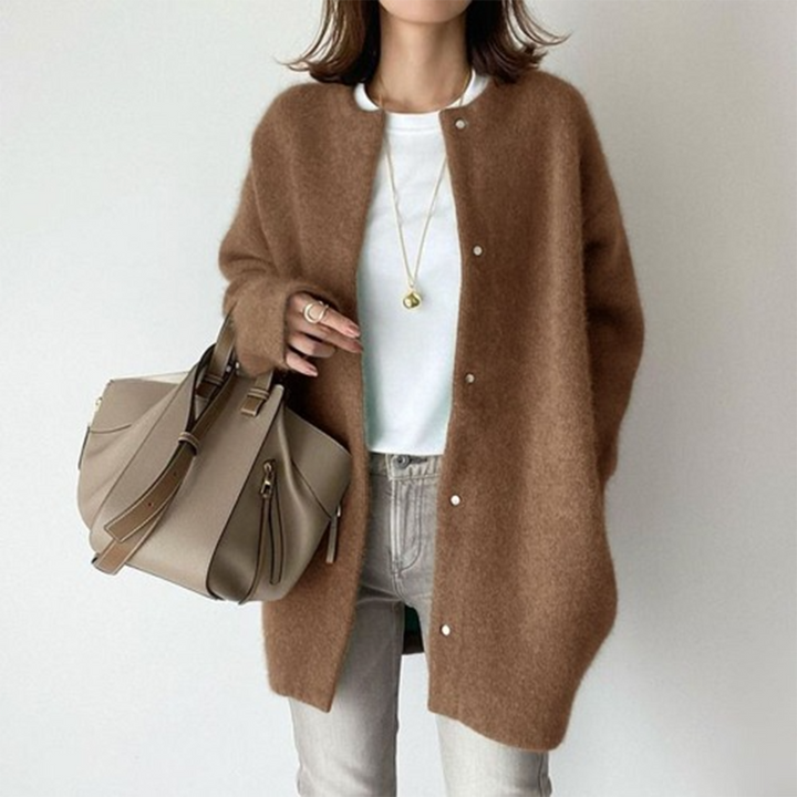 Dames Lange Gebreide Relaxed Fit Cardigan