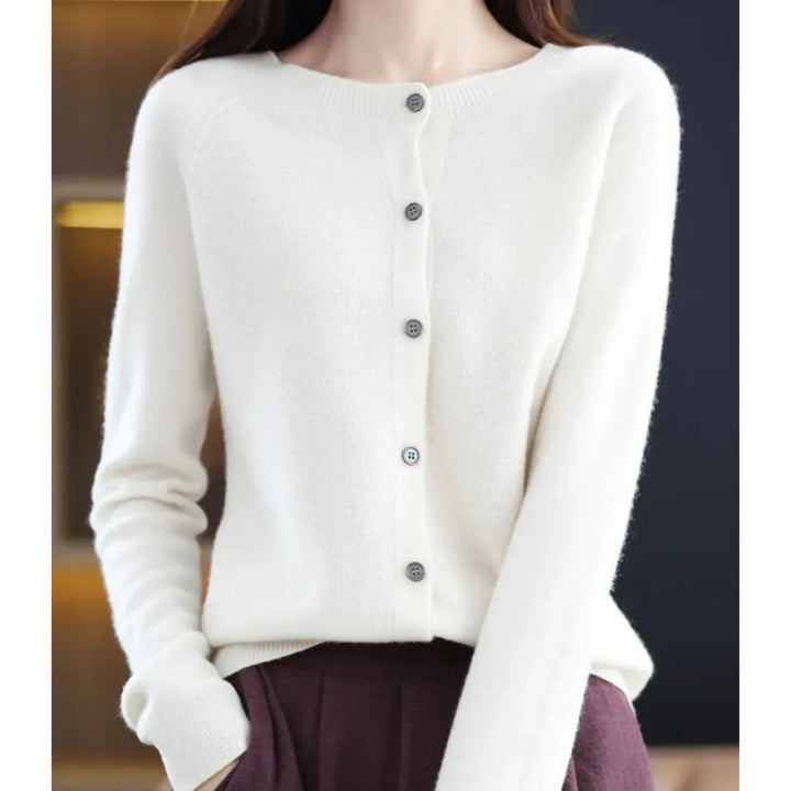 Merino wollen Cardigan met knoopsluiting en lange mouwen