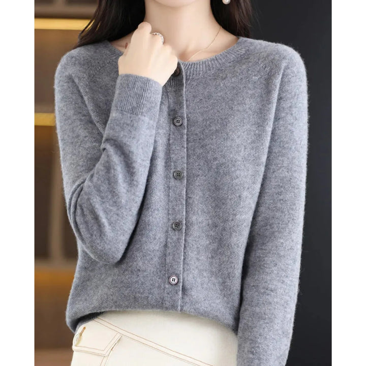 Merino wollen Cardigan met knoopsluiting en lange mouwen
