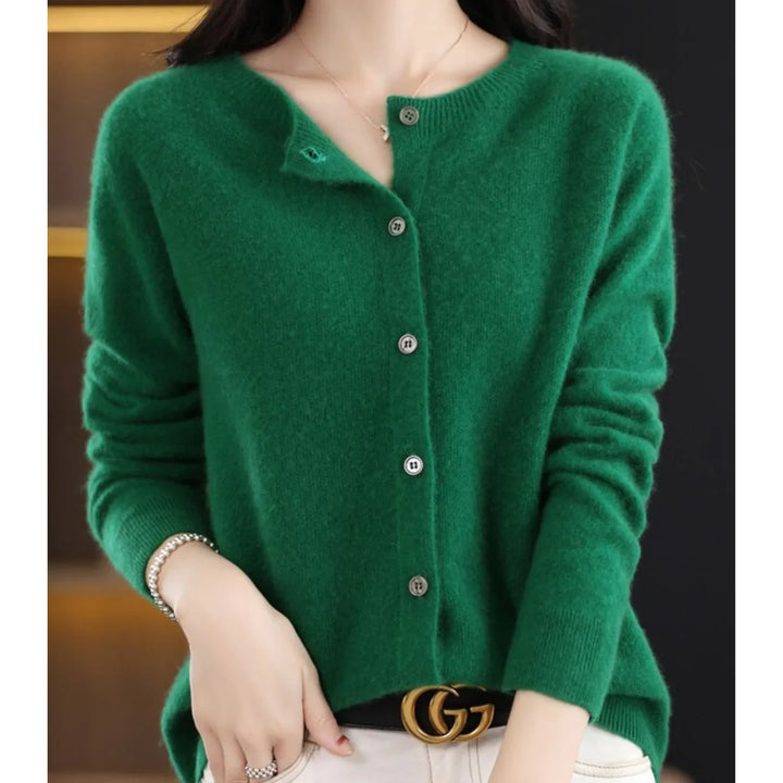 Merino wollen Cardigan met knoopsluiting en lange mouwen