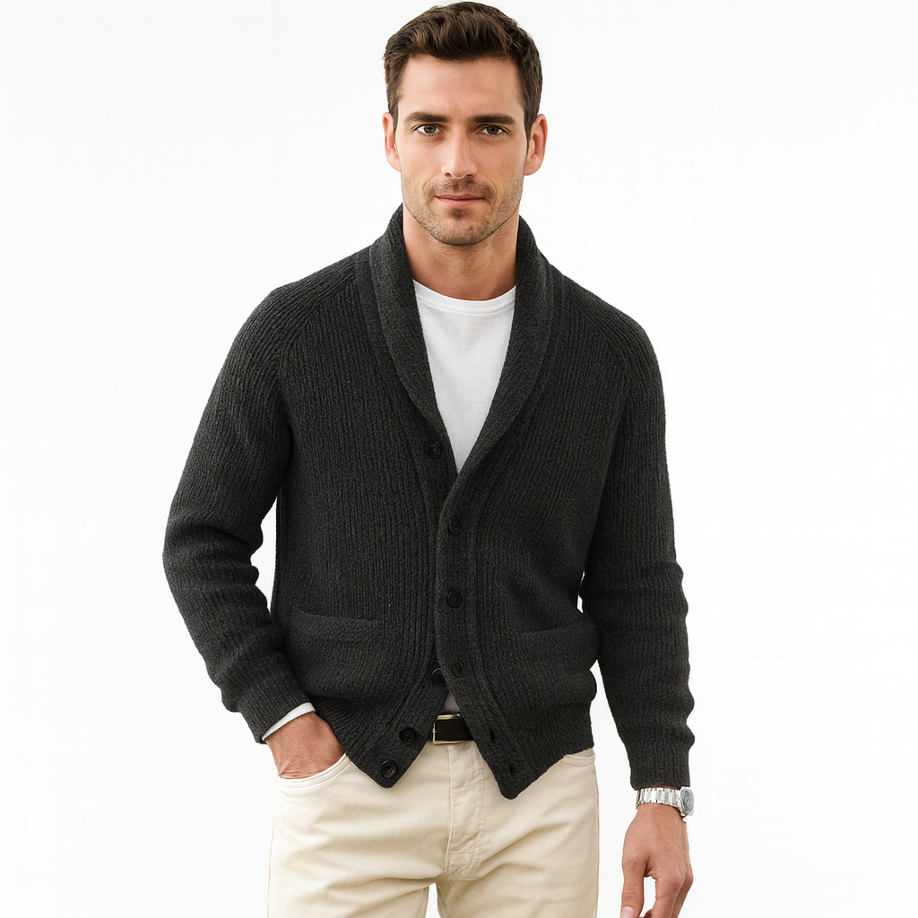 Cardigan met v-hals en ribstructuur